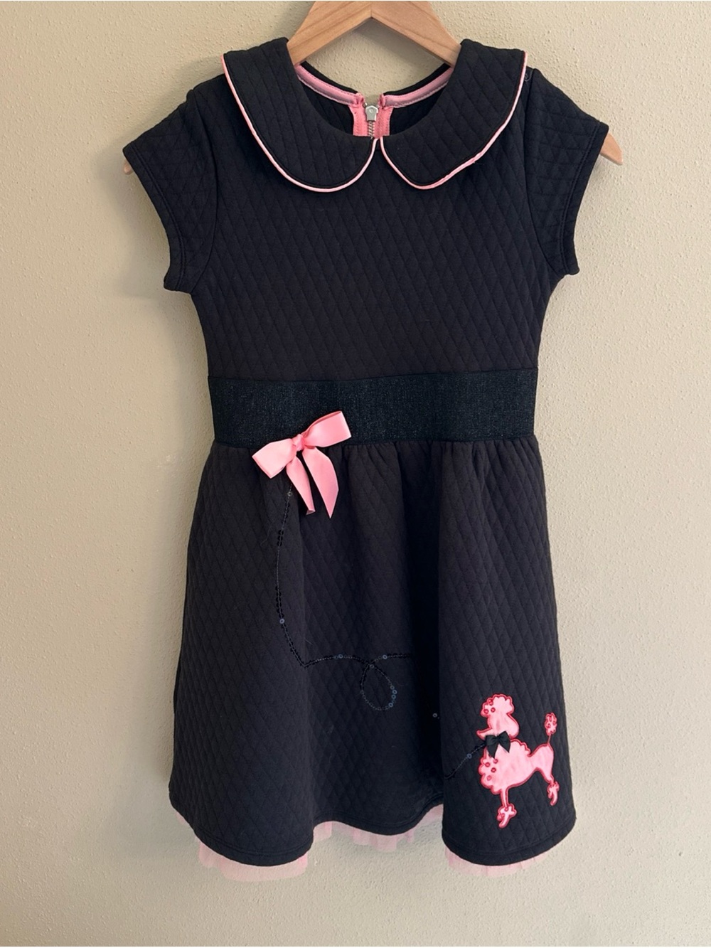 American Girl BeForever Maryellen Poodle Dress Quilted Black Pink Girls Size 10